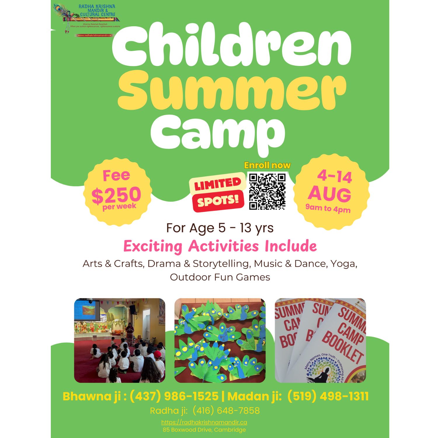 Summer Camp (by Registration Only, 1 spot available in week 2)